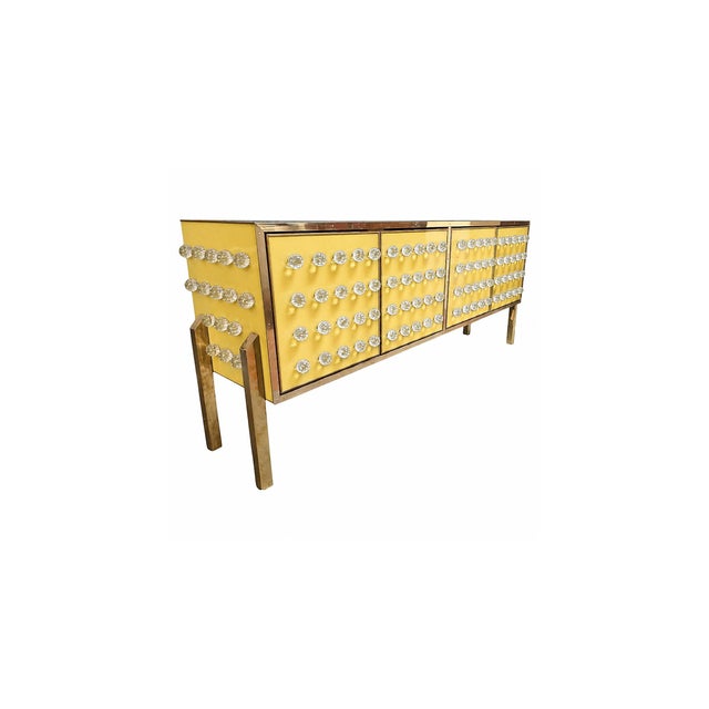 Gold Butter Yellow Italian Sideboard with 120 Murano Glass Spheres from Justfurnituress SRL For Sale - Image 8 of 10
