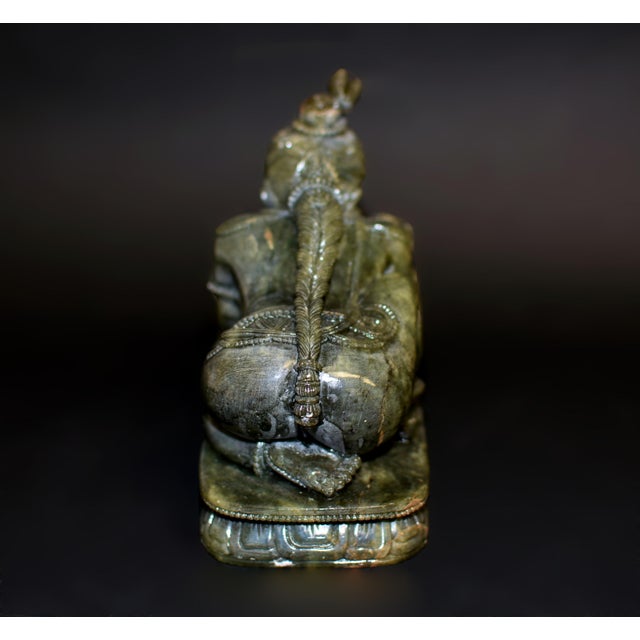 Gemstone Baby Krishna Statue Finely Carved Gemstone Serpentine Indian God For Sale - Image 7 of 18