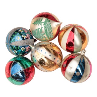 Giant Vintage Blown Glass Ornaments - Set of 6 For Sale