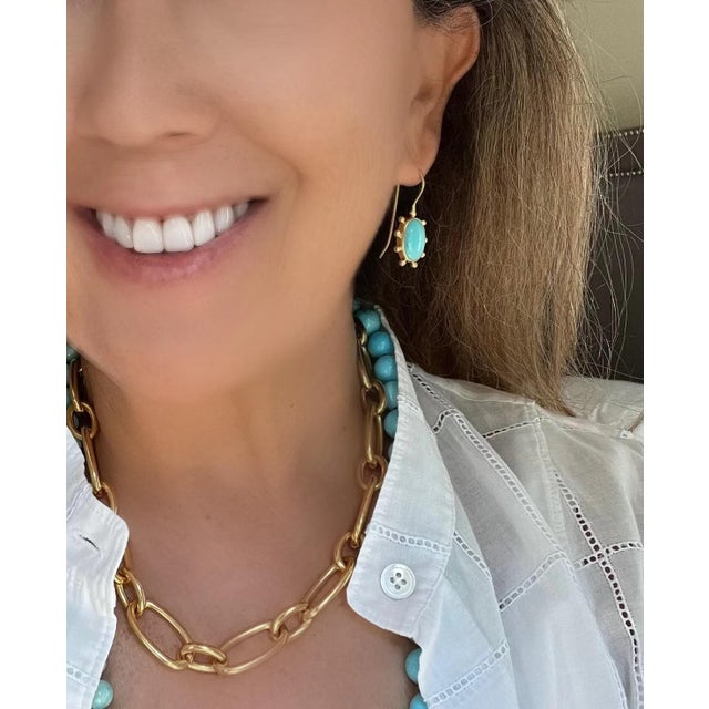 Modern Natural Turquoise Pinwheel Earrings For Sale - Image 3 of 3