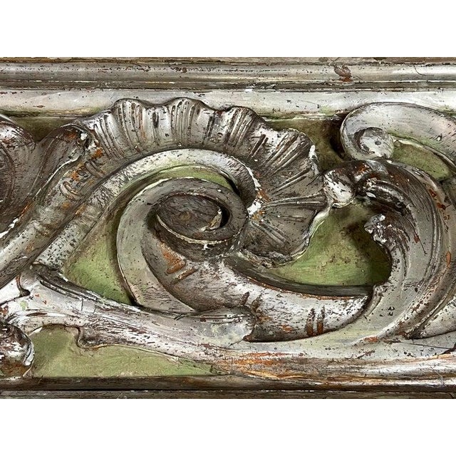 19th Century Italian Baroque Trumeau Mirror, Hand-Carved Green Frame For Sale - Image 12 of 14