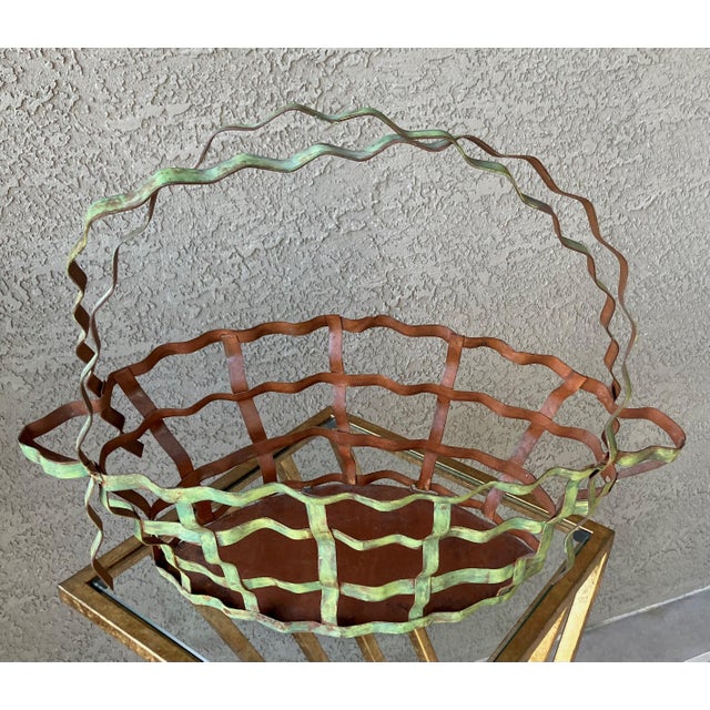 Rustic Chic Late 20th-Century Whimsical Crimped Steel Planter Basket For Sale - Image 4 of 18
