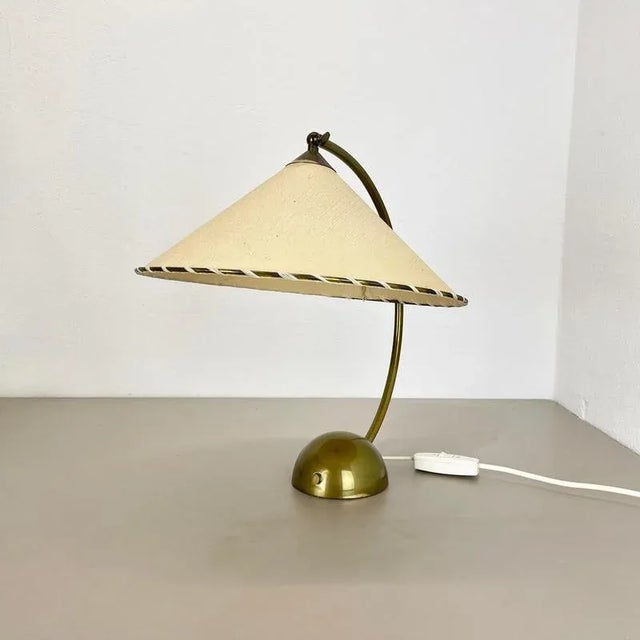 Bauhaus Vintage German Bauhaus Brass and Paper Table Lamp from Pitt Müller, 1950s For Sale - Image 3 of 18