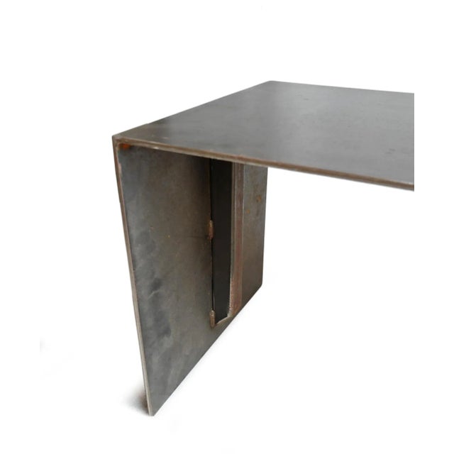 Metal Modern Industrial Steel Waterfall Bench For Sale - Image 7 of 8