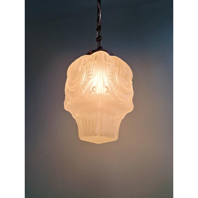 Art Deco Pendant Light in Frosted Clear Glass, 1920s-1930s For Sale - Image 10 of 18