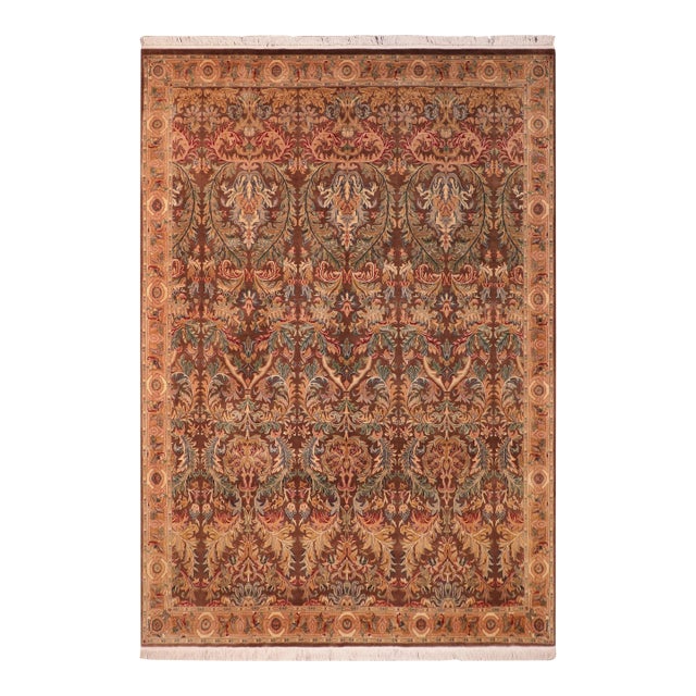 Art Nouveau 1990's Pak-Persian Brown/Gold Wool Rug - 8'2'' X 11'1'' For Sale