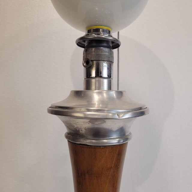 Art Deco Table Lamp in Wood and Opaline Glass from MAZDA, France, 1920s For Sale - Image 16 of 18