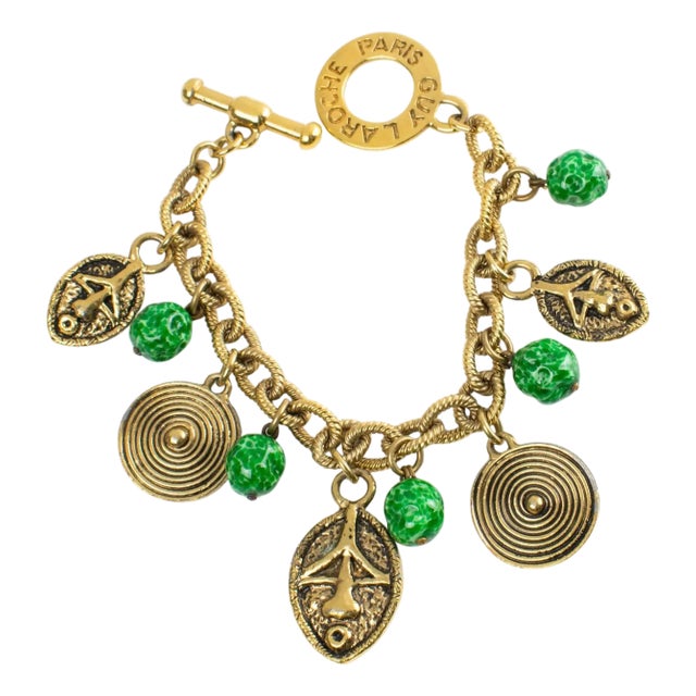 Guy Laroche Tribal Inspired Link Bracelet with Ceramic Charms For Sale