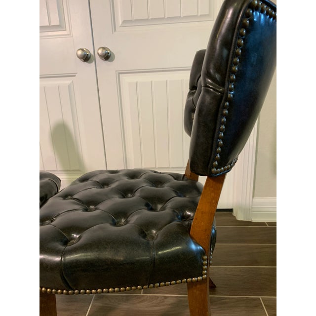 Mid-Century Modern Black Tufted Chairs - a Pair For Sale - Image 10 of 12