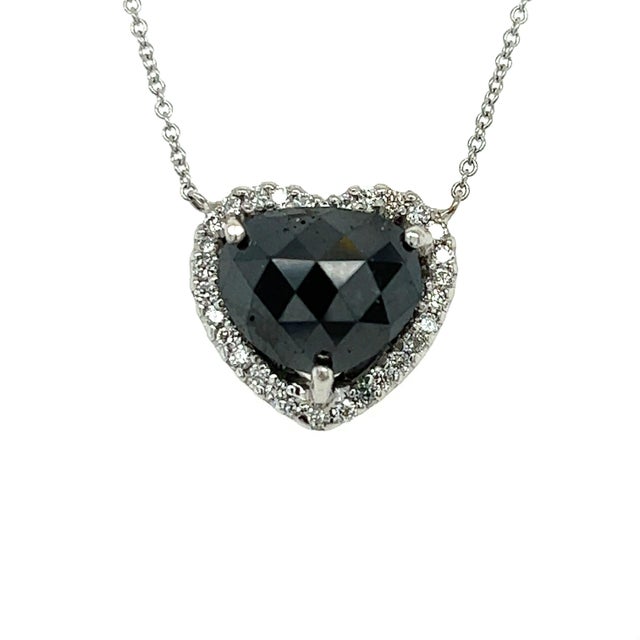 Contemporary 5.11 Carat Black Diamond White Diamond White Gold Chain Necklace For Sale - Image 3 of 8