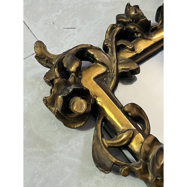 Baroque French Carved Gilt Wood Wall Mirror, 1930s For Sale - Image 3 of 12