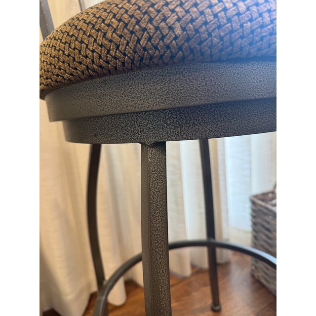Transitional Set of 4 Swivel Bar Stools – Powder-Coated Steel – Made in Usa For Sale - Image 3 of 8