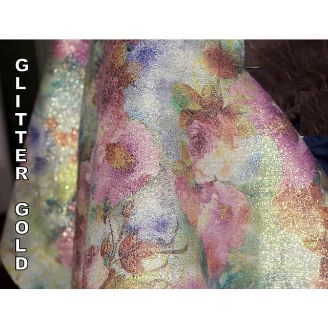 2000 - 2009 Vintage Floral Brocade Glitter Gold Pillow Cover- a Pair For Sale - Image 5 of 12