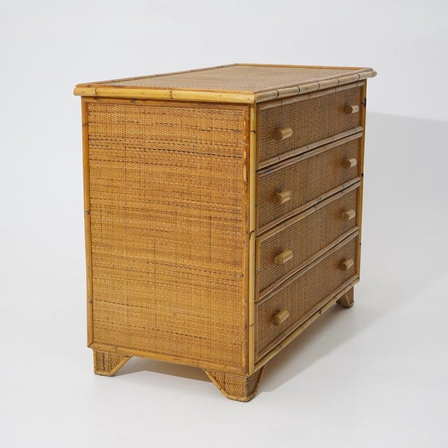 1970s Bamboo and Woven Wicker Chest of Drawers, 1970s For Sale - Image 5 of 14