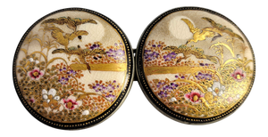 Japanese Kyō-Satsuma Silver Art Buckle, Kyoto, 1890-1915