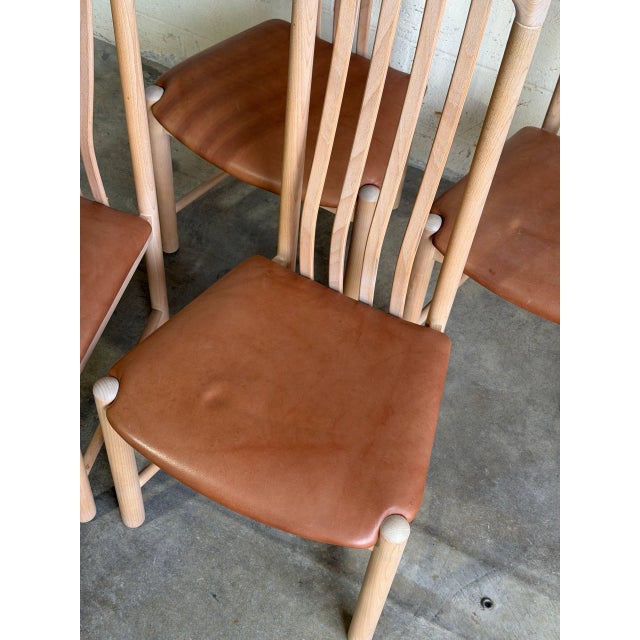 Set of 4 Danish Modern Kvist Dining Chairs in Beech With Leather Seats For Sale - Image 9 of 10