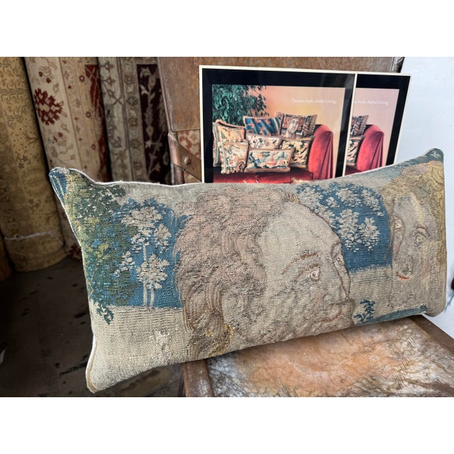 16th Century Brussels Figural Tapestry Pillow With Renaissance Portraits For Sale - Image 4 of 5
