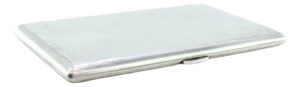 Guilloche Silver Cigarette Case with Interior Cigarette Ribbon and Hinged Lid