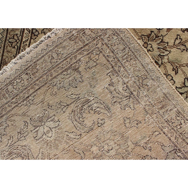 1950s Vintage Persian Tabriz Runner With All-Over Floral Design in Neutrals 2'9 X 11'5 For Sale - Image 5 of 6