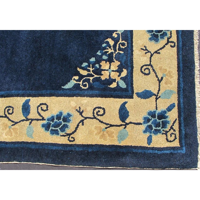 Keivan Woven Arts, , 1920's Antique Chinese Peking Rug-4' X 6'8. The saturated blue field of this piece forms a vibrant...