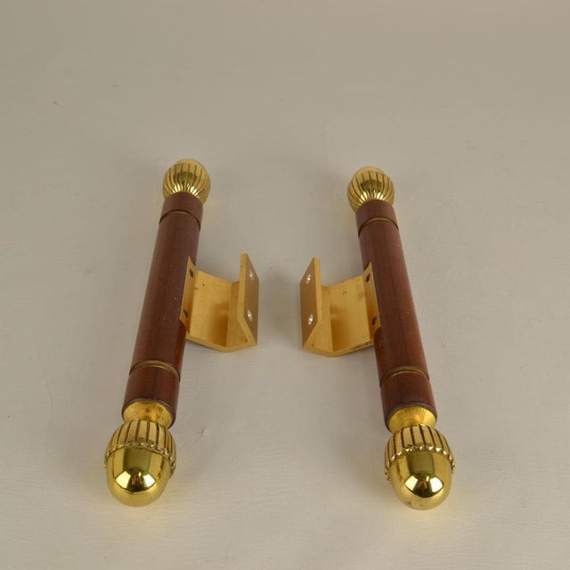 Antique Push Pull Door Handles in Bronze and Wood, 1890s, Set of 2 For Sale - Image 11 of 13