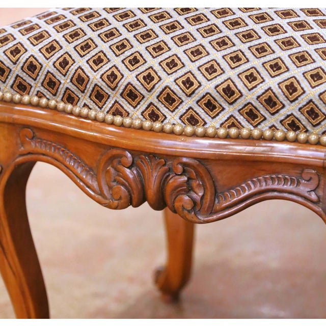 Mid 20th Century Mid-Century French Louis XV Walnut Desk Chair With Upholstered Seat For Sale - Image 5 of 11