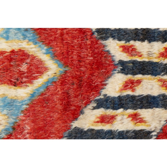 Moroccan Style Hand-Knotted Wool Area Rug With Graphic Tribal in Terracotta Red For Sale - Image 11 of 12