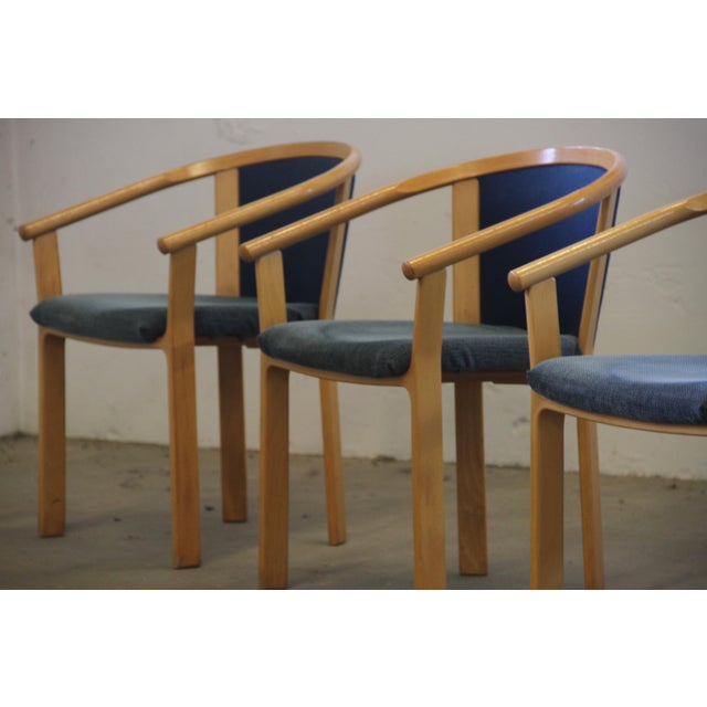 Contemporary Beech Wood Dining Chairs by Rud Thygesen & Johnny Sørensen for Magnus Olesen, 1980s, Set of 4 For Sale - Image 3 of 18