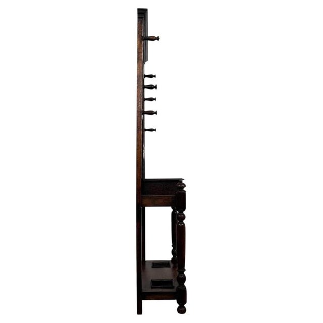 Antique English Carved Oak Green Man Hall Stand For Sale - Image 6 of 13