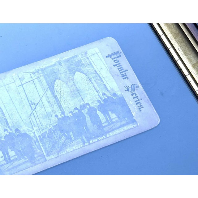 Original Antique Stereoview Brooklyn Bridge Old New York Antique Frame For Sale In Philadelphia - Image 6 of 9