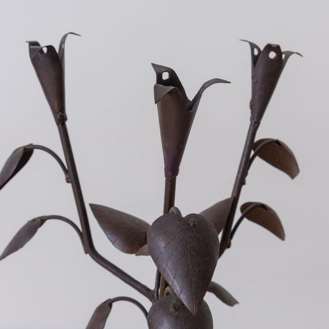 1930s French Iron Leaf Candlestick For Sale - Image 10 of 13