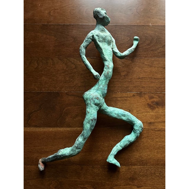 Vintage Bronze 14.5” Brutalist Running Figure For Sale - Image 16 of 16