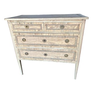 19th Century Italian Bleached Walnut & Olive Neoclassical Commode For Sale