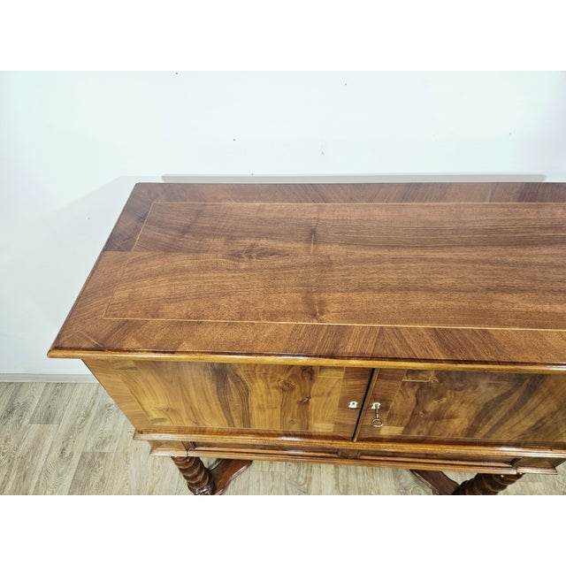 19th Century Baroque Walnut Cabinet with Inlays and Turned Legs For Sale - Image 17 of 18