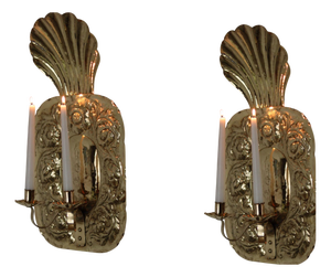 Large Mid-Century Modern Swedish Brass Sconces, Set of 2