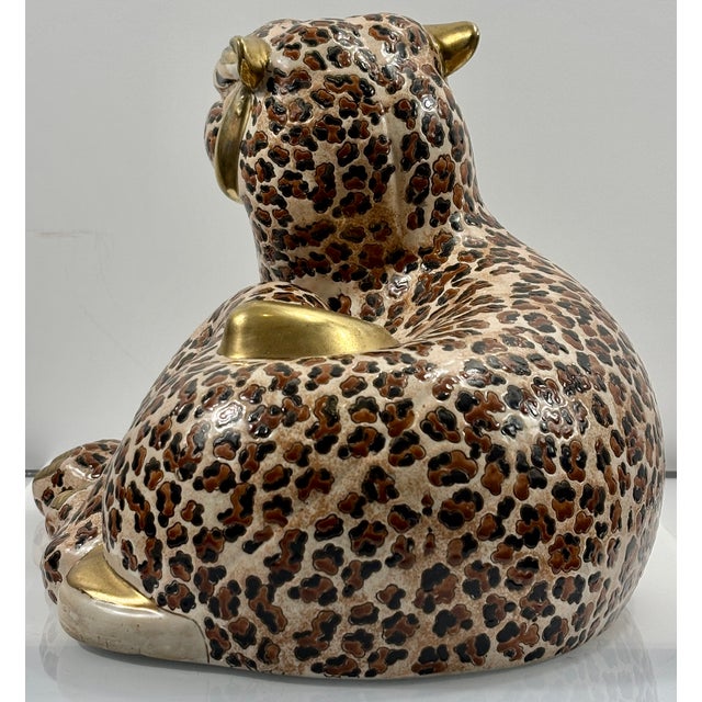 Pair of Vintage Garcia Imports Italian Hand-Painted Leopard Sculptures | Hollywood Regency Porcelain Leopards | Made in Italy, Circa 1965-1975 For Sale - Image 4 of 18