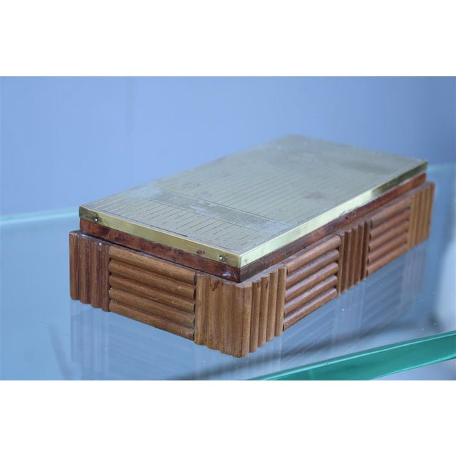 Brown Wooden and Brass Tobacco Box, 1970s For Sale - Image 8 of 8