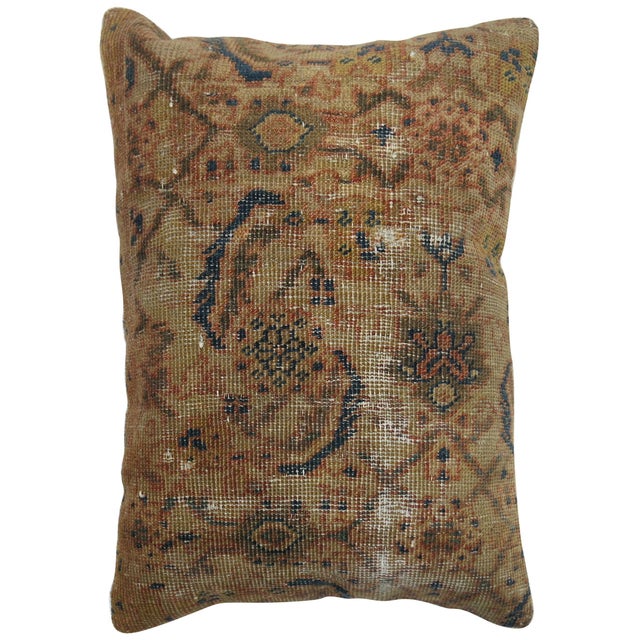 Pillow made from antique Persian Sultanabad rug with cotton back.