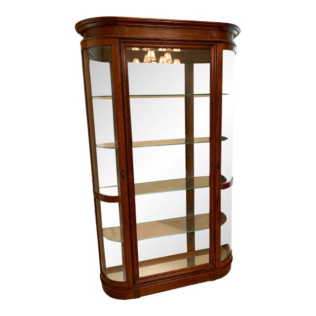 1960s Elegant Pulaski Display Cabinet With Curved Glass For Sale