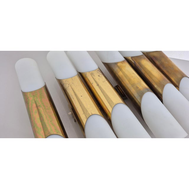 Opal Glass and Brass Wall Sconces by Rolf Krüger for Paul Neuhaus Leuchten, Germany, 1960s, Set of 3 For Sale - Image 9 of 14