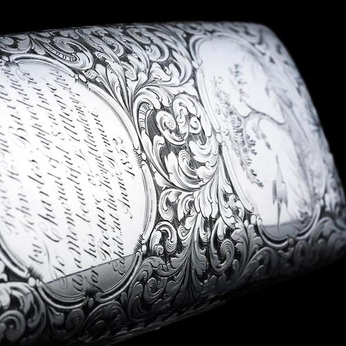 Antique Victorian Engraved Silver Cigar Case by Nathaniel Mills, 1840s For Sale - Image 3 of 18