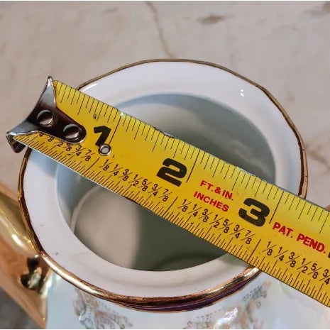 1950s Gna Hand Painted Victorian Courtship Iridescent Fine Porcelain Tea Pot For Sale In San Diego - Image 6 of 9