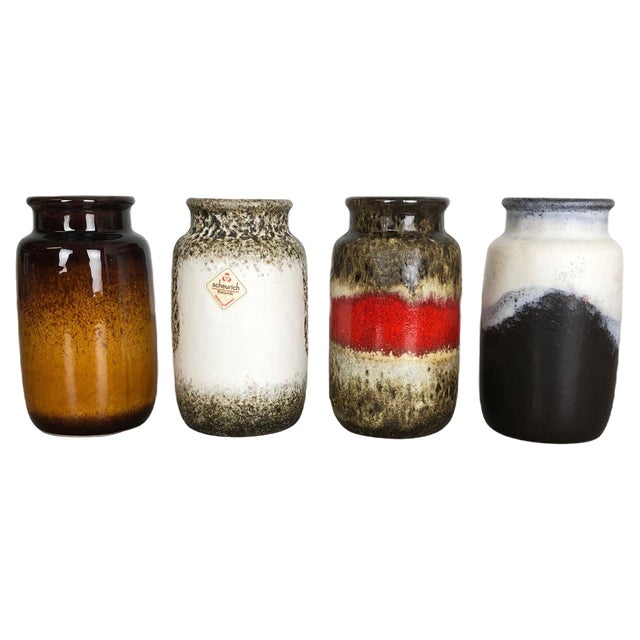 Vintage Pottery Fat Lava 231-15 Vases attributed to Scheurich, Germany, 1970s, Set of 4 For Sale