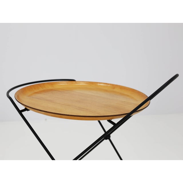 Wood Foldable Serving Table with Detachable Trays by Paul Nagel for Jie Gantofta, Sweden, 1960 For Sale - Image 7 of 11