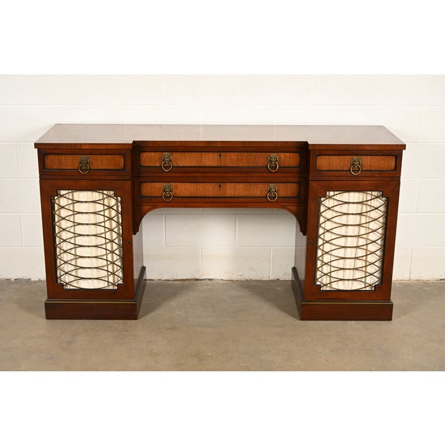 English Kittinger English Regency Carved Mahogany Sideboard Buffet, Circa 1960s For Sale - Image 3 of 17