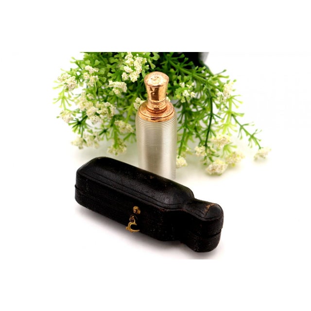 Glass Perfume Bottle with Gold Lid For Sale - Image 6 of 7