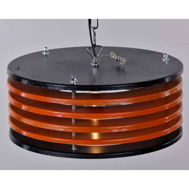 Italian Black & Orange Color Round Pendant Light - Black Finish For Sale - Image 10 of 13