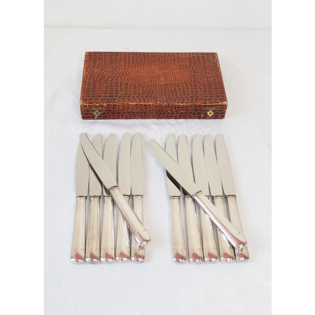 Silver French Art Deco Silver-Plated Table Knives, 1940s, Set of 12 For Sale - Image 8 of 9