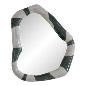 Contemporary Organic Shaoed Mirror in Green Echoe Green