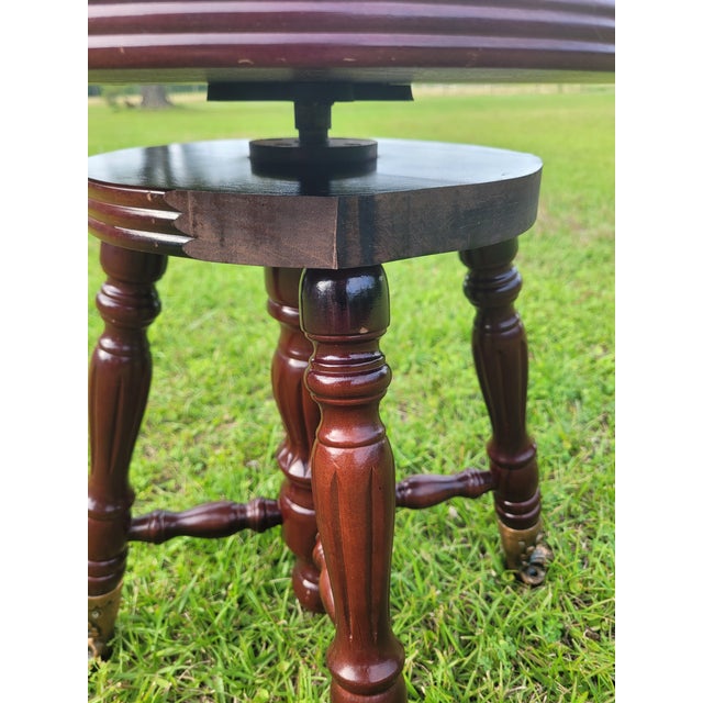 Brown Late 19th Century Victorian Swivel Piano Stool With Glass Ball and Claw Feet For Sale - Image 8 of 10